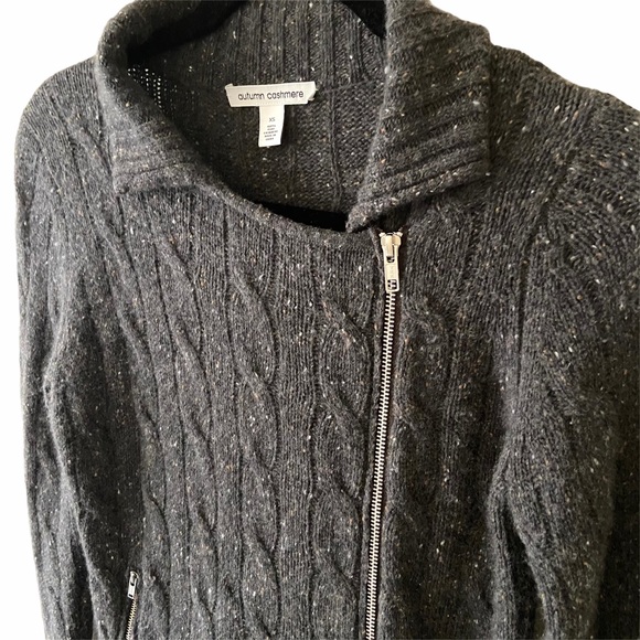 Autumn Cashmere Gray Knit Moto Style Cardigan - Picture 3 of 9